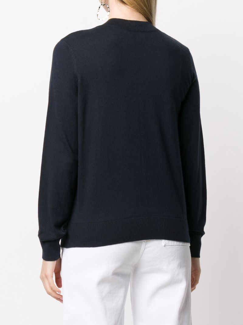 Shop Apc Round Neck Cardigan In Blue