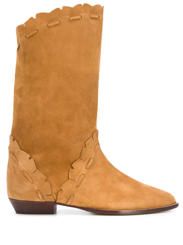 tan low heel boots