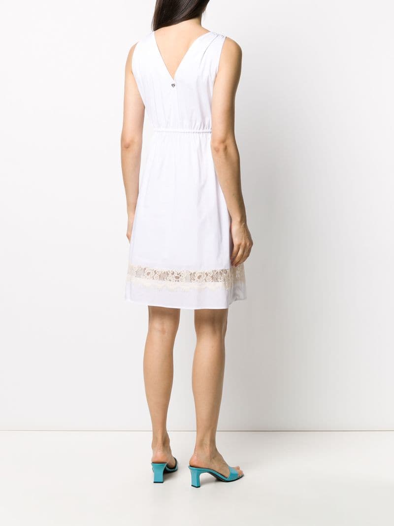 Shop Twinset Lace-detail Sleeveless Dress In White