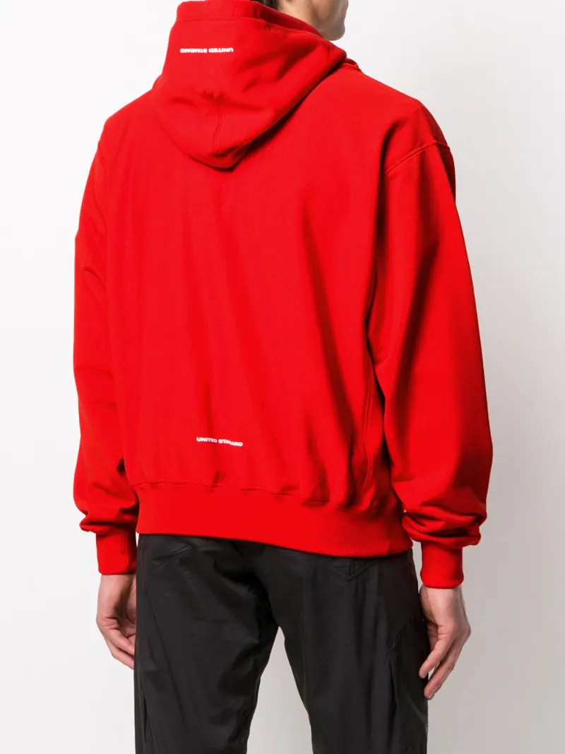 United Standard Drawstring Logo Print Hoodie In Red