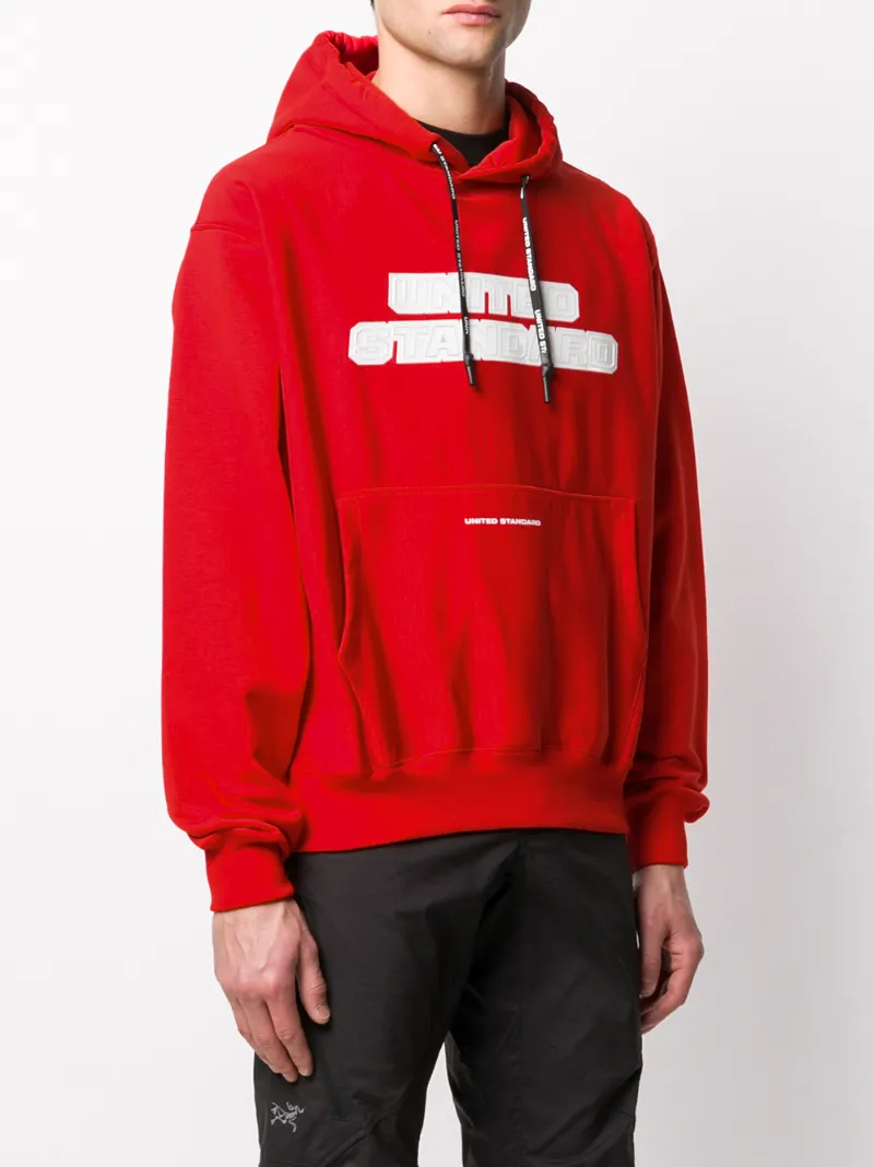 United Standard Drawstring Logo Print Hoodie In Red