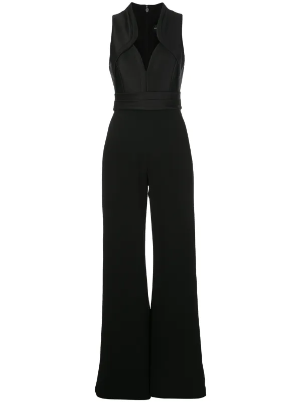 black sleeveless wide leg jumpsuit