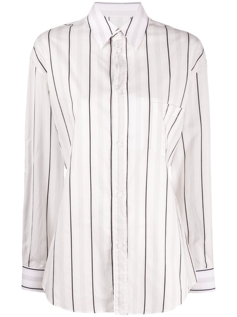 Shop Maison Margiela Jacquard-woven Striped Shirt In White