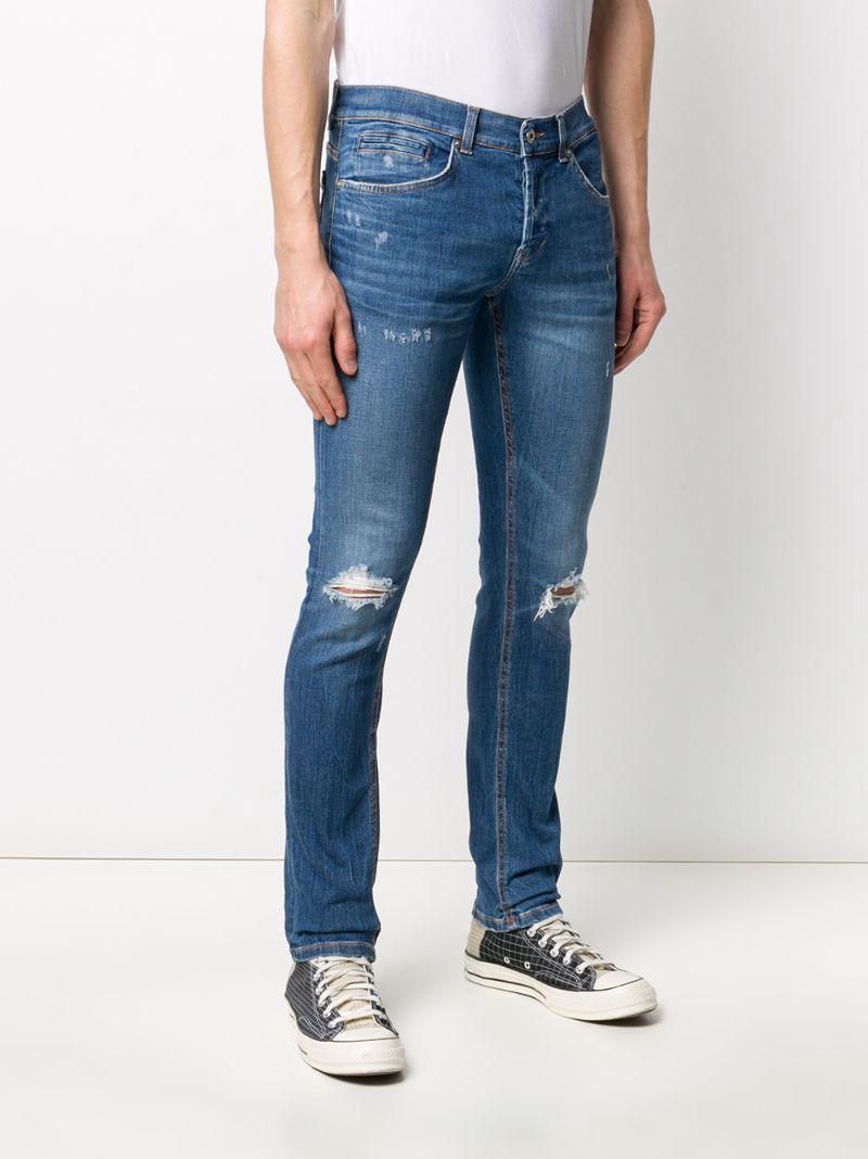 Shop Dondup Skinny Fit Distressed Jeans In Blue