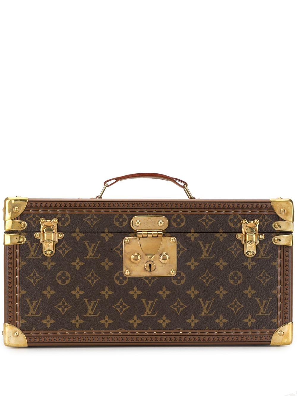 Pre-Owned Louis Vuitton Logo Print Cosmetic Case In Brown | ModeSens