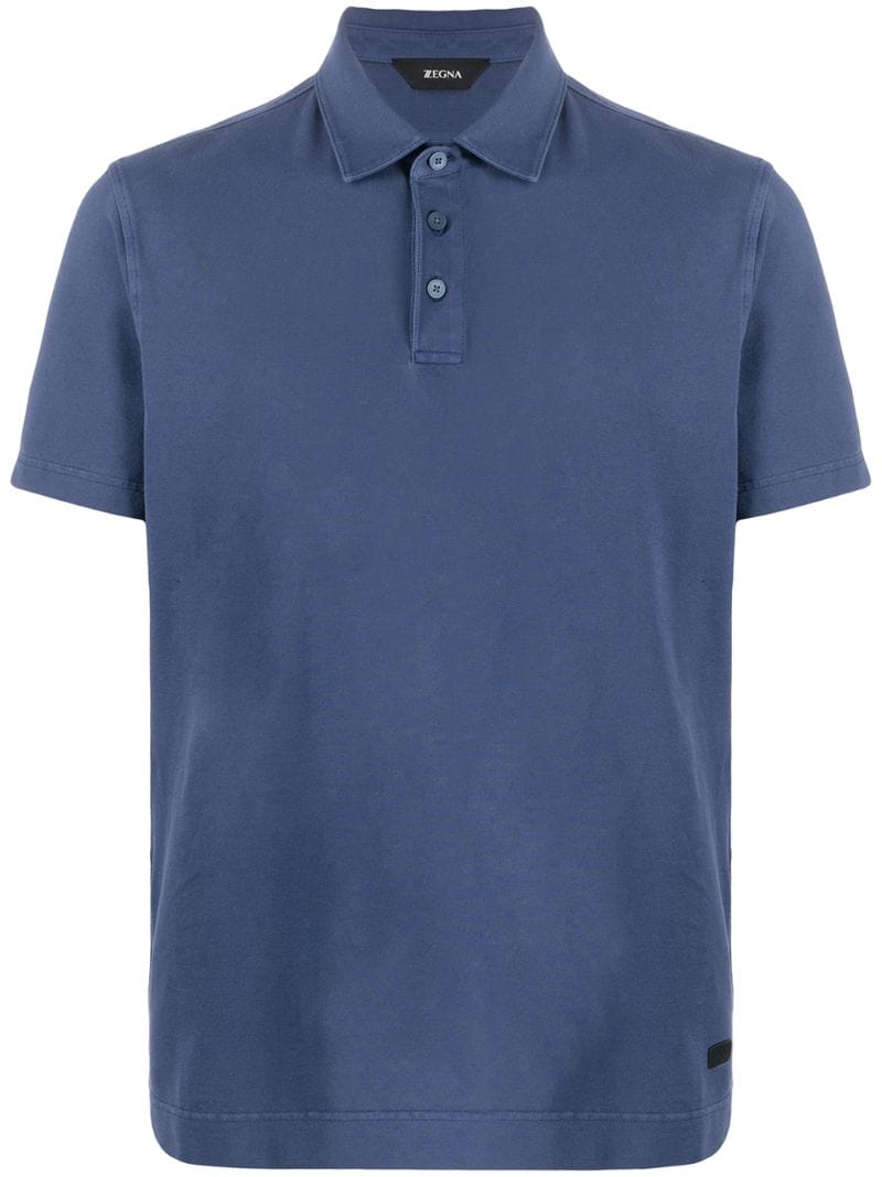 Z Zegna Plain Short-sleeved Polo Shirt In Blue