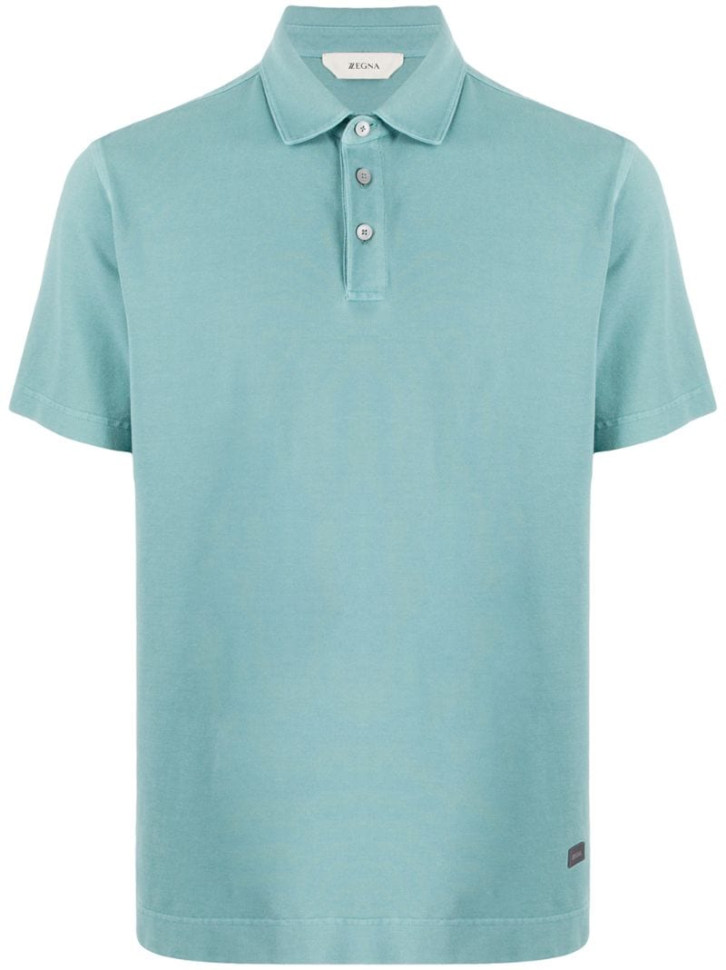 Z Zegna Plain Short-sleeved Polo Shirt In Green