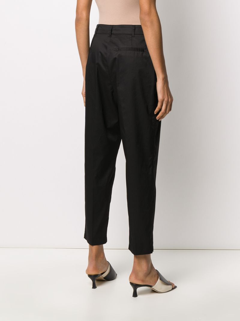 Shop Twinset High-waisted Cropped Trousers In Black