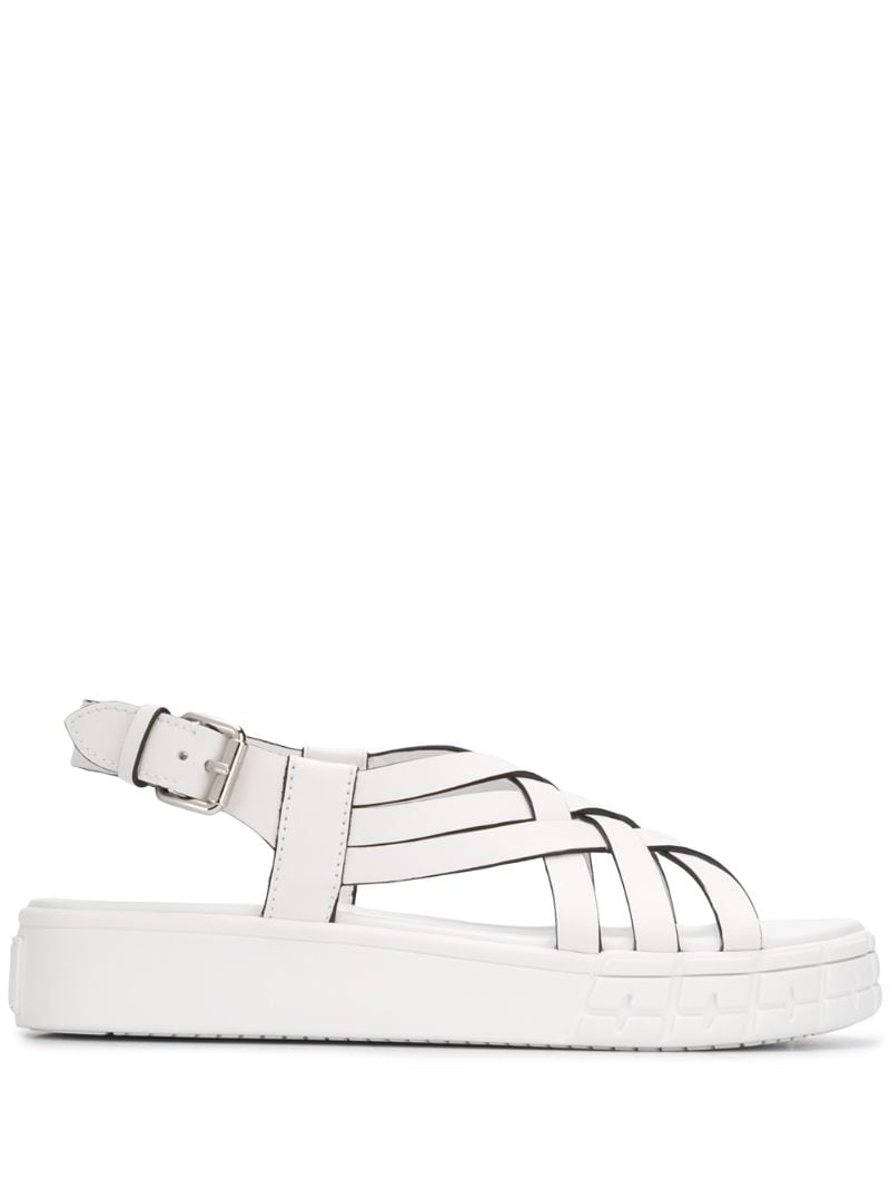 Prada Strappy 30mm Flatform Sandals In White