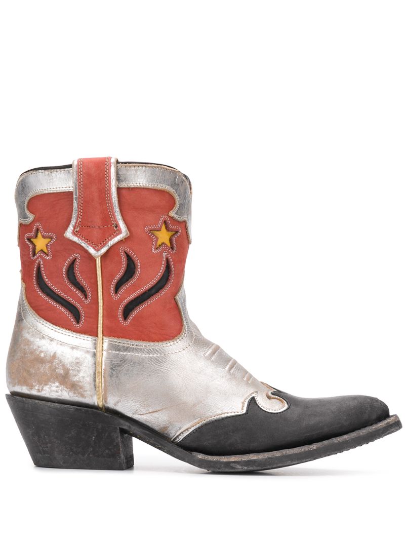 Shop Ash Petras Cowboy Style Boots In Silver