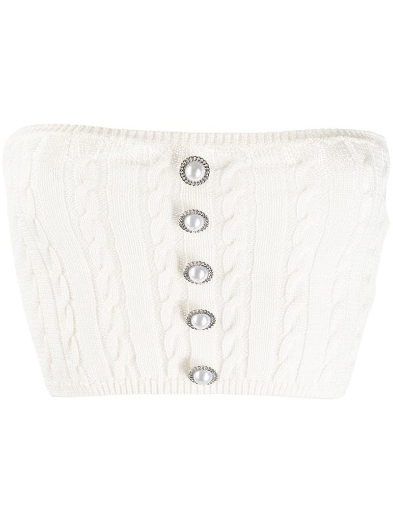 Giuseppe Di Morabito Cable Knit Cropped Top In White