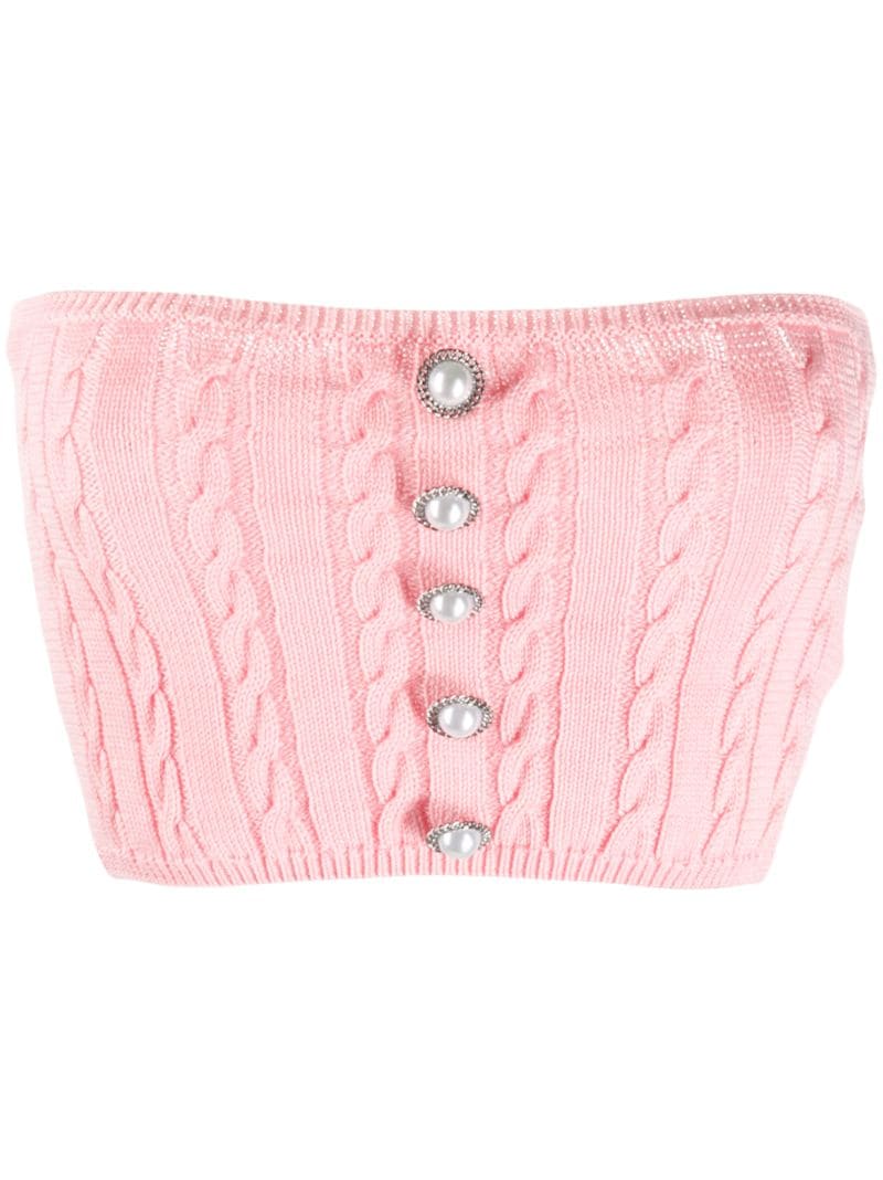 Giuseppe Di Morabito Cable Knit Cropped Top In Pink