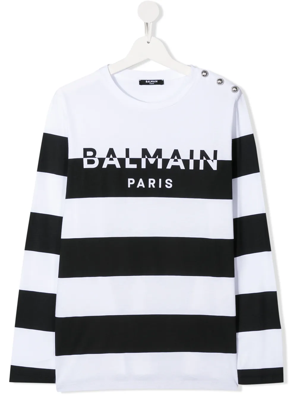 Balmain Teen Long-sleeve Striped Top In White