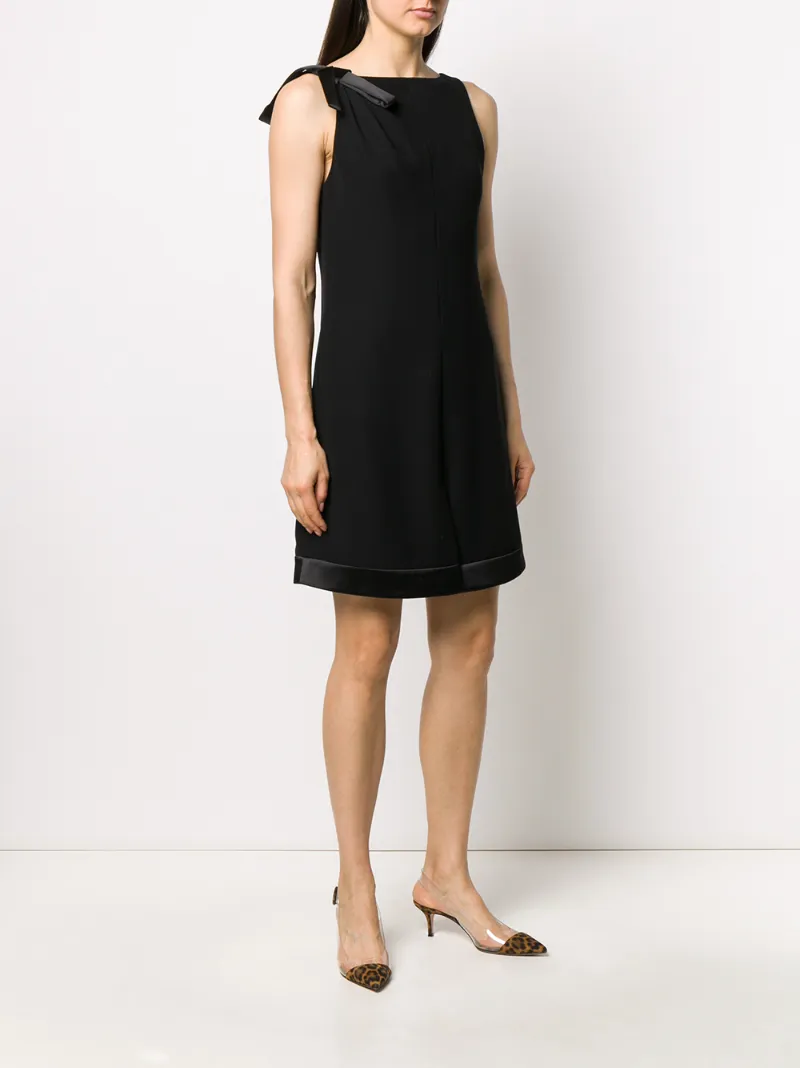 Emporio Armani Shoulder Bow Shift Dress In Black | ModeSens