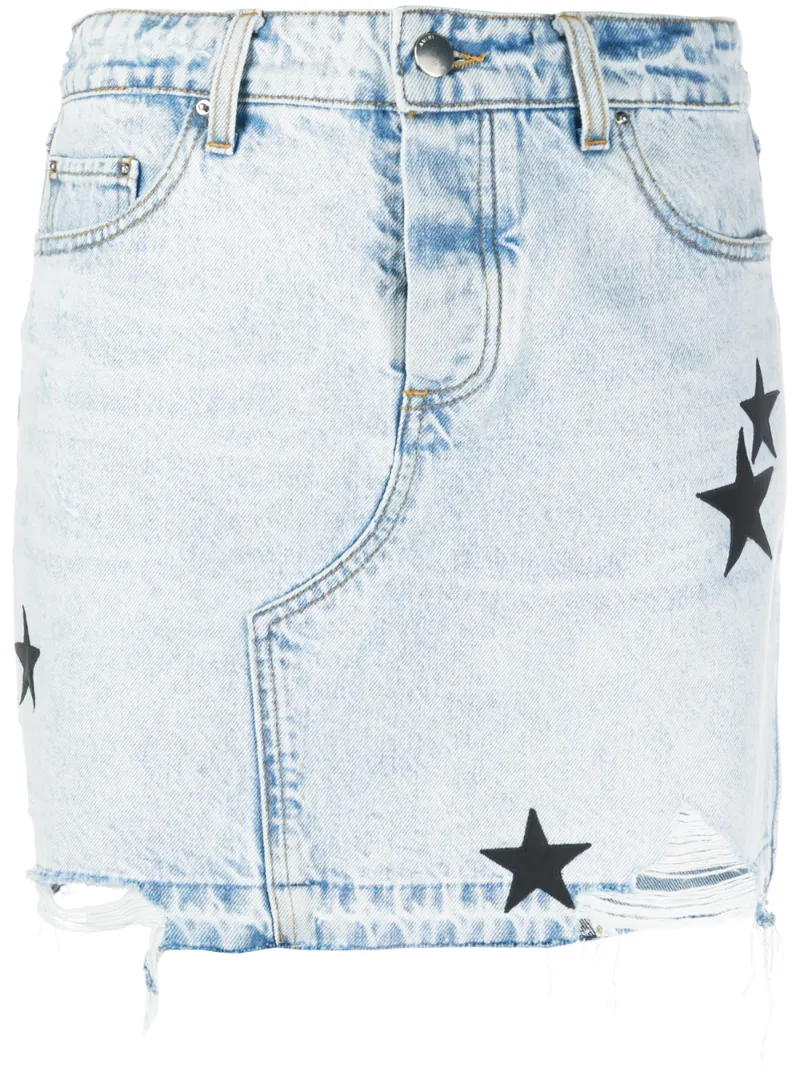 AMIRI STAR PATCH DENIM SKIRT