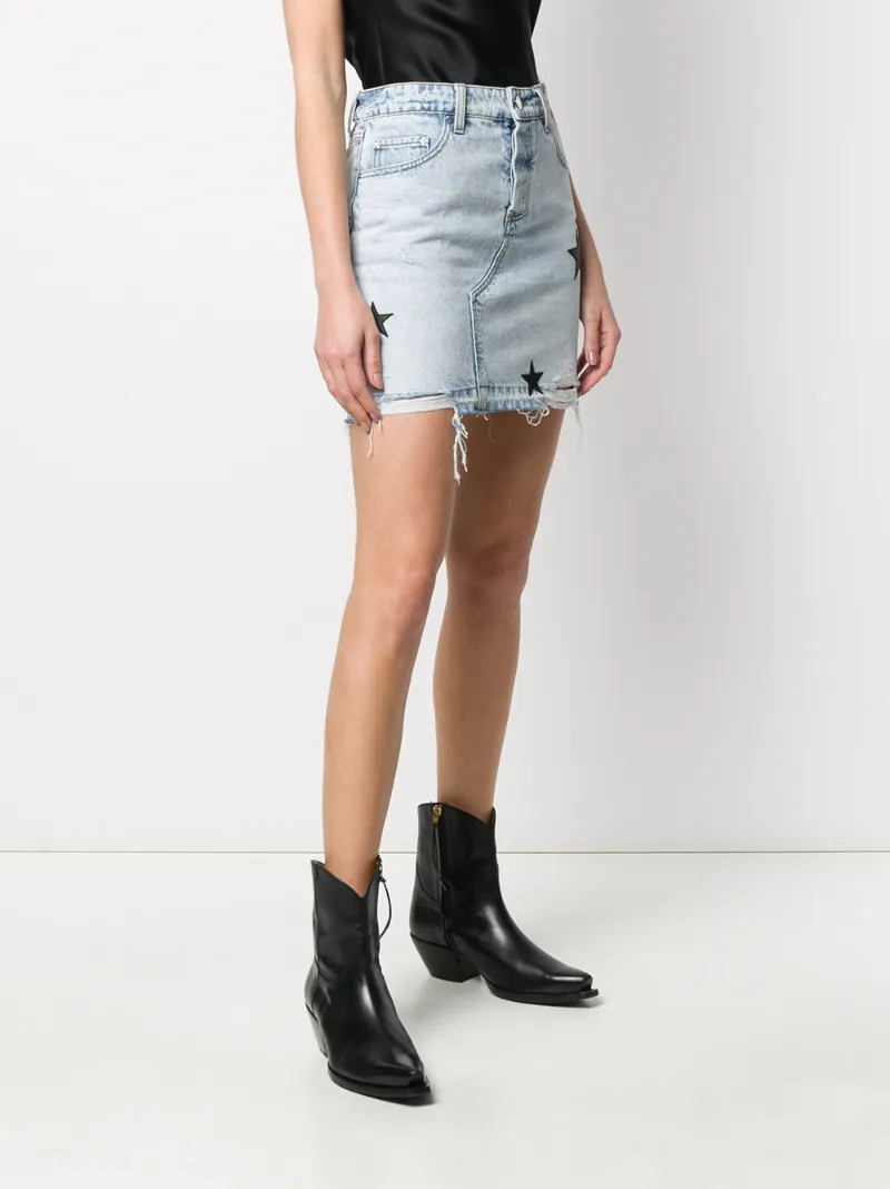 AMIRI STAR PATCH DENIM SKIRT