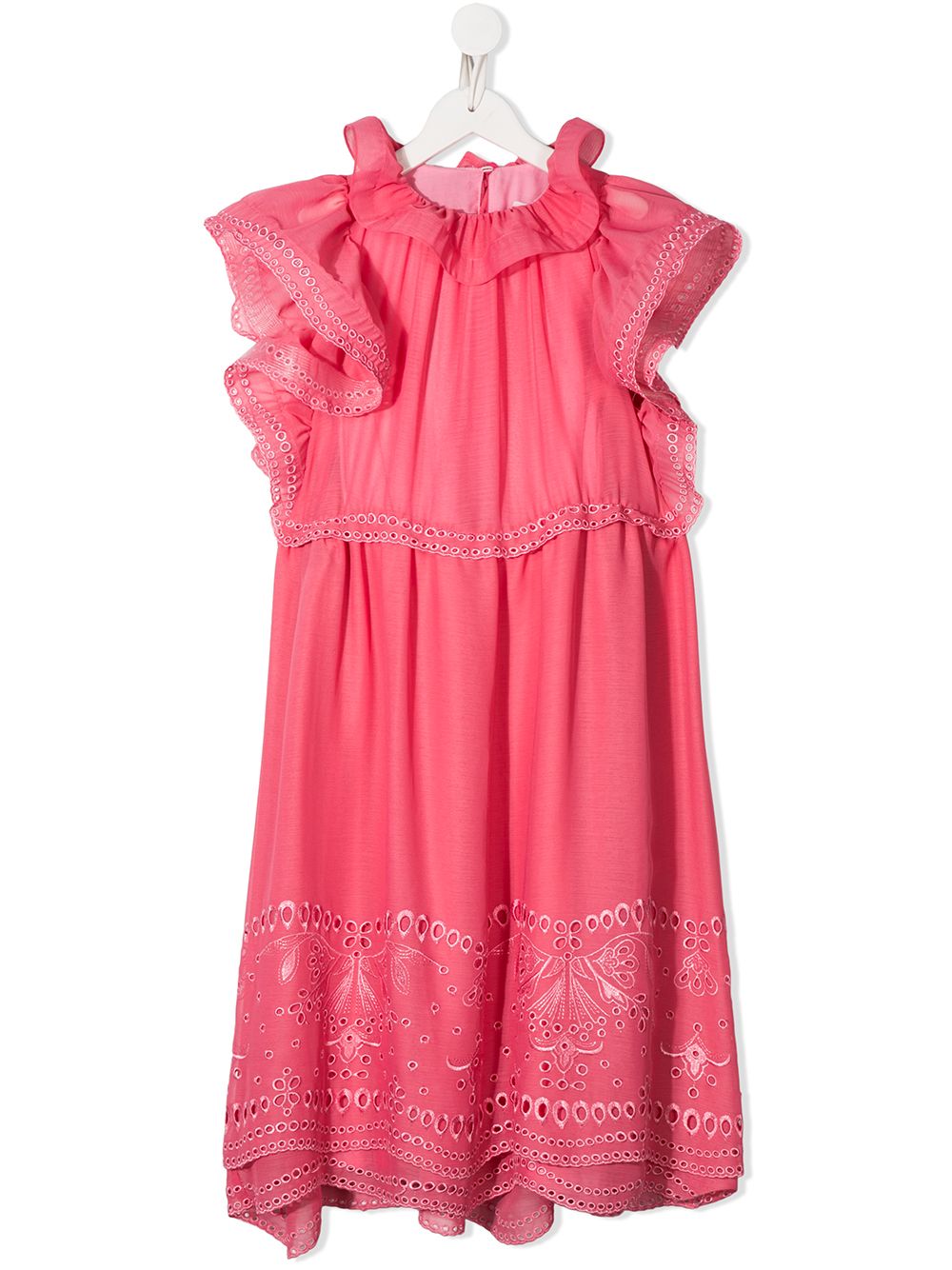 фото Alberta ferretti kids ruffled neck midi dress