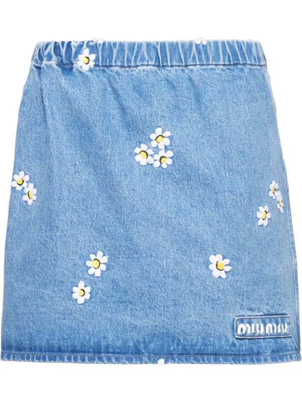 embroidered skirt blue