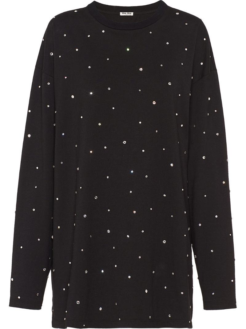 Miu Miu Embellished Sweatshirt In Black