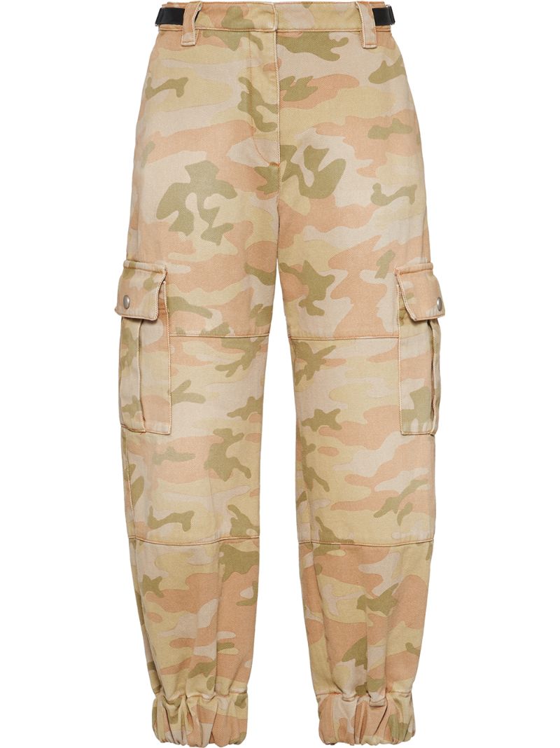 Miu Miu Camouflage Cargo Trousers In Green