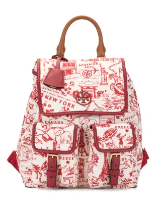 Shop red \u0026 neutral Tory Burch Perry map 