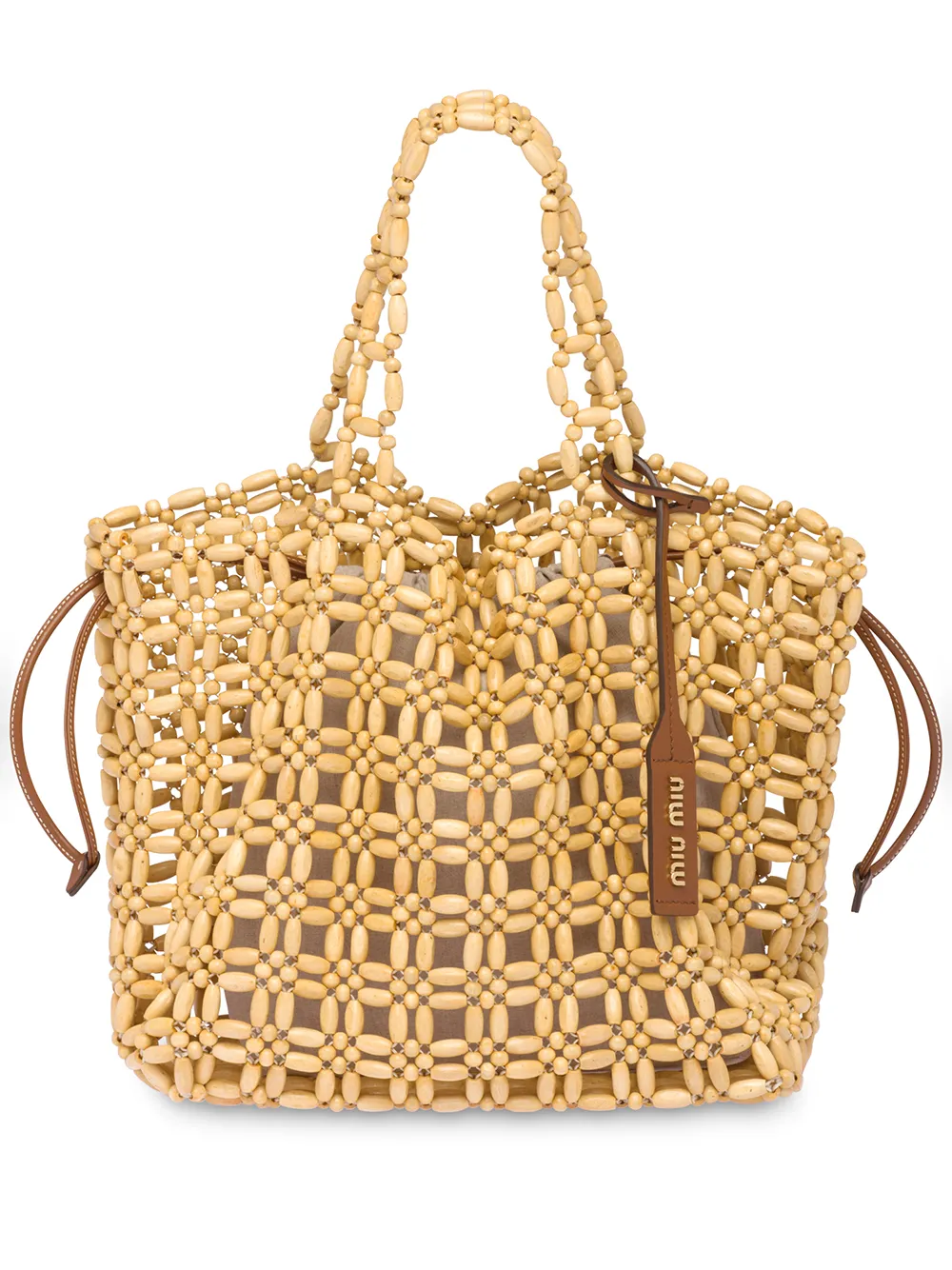 MIU MIU WOOD BEAD TOTE BAG