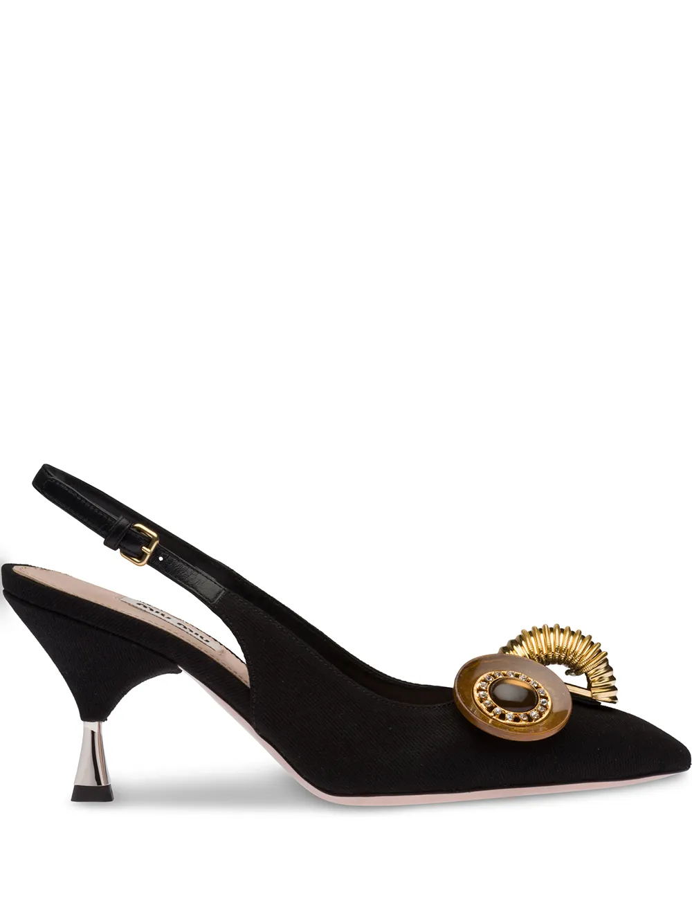 Miu Miu Embellished Slingback Pumps In Black