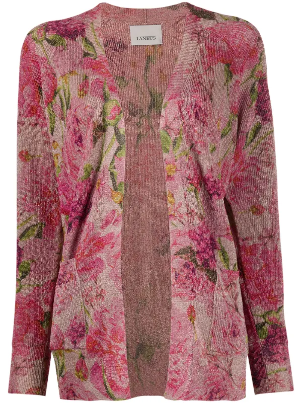 pink floral cardigan
