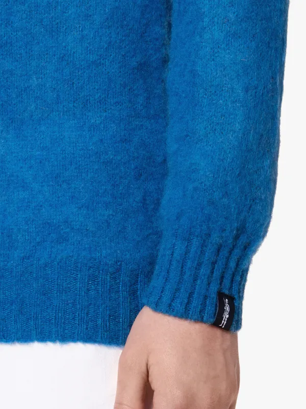 HUTCHINS Blue Wool Crew Neck Sweater