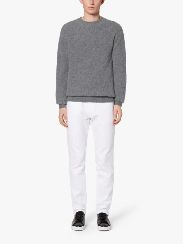 HUTCHINS Grey Wool Crew Neck Sweater