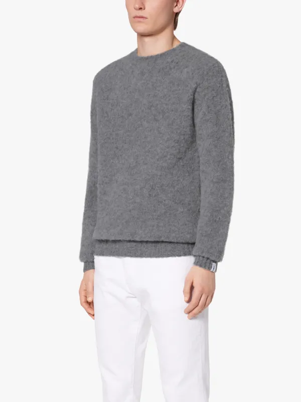 HUTCHINS Grey Wool Crew Neck Sweater