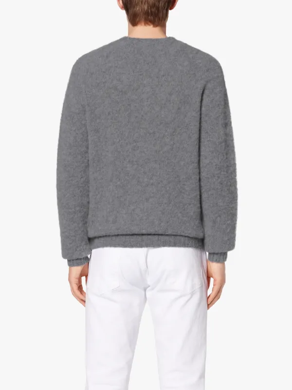 HUTCHINS Grey Wool Crew Neck Sweater