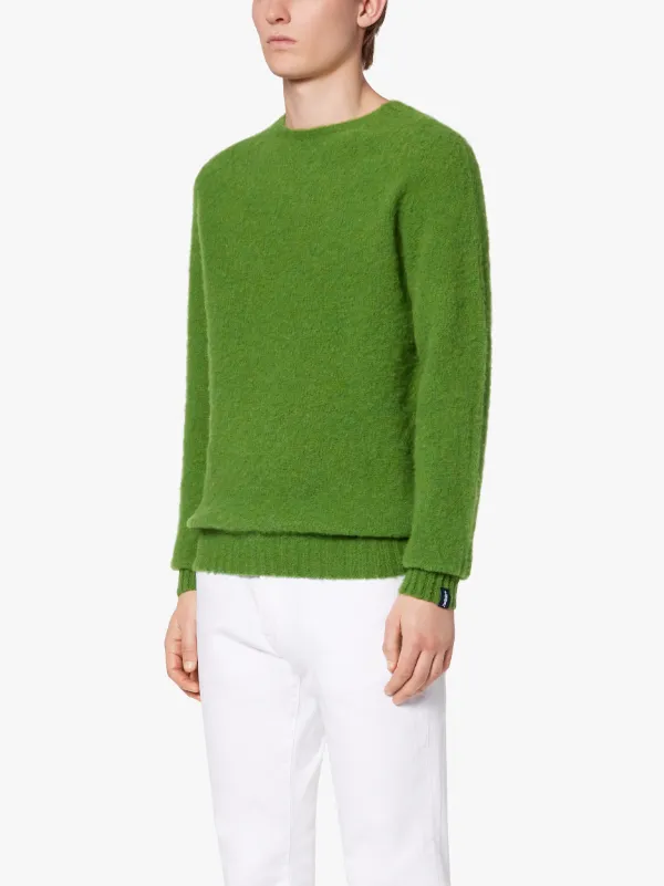 HUTCHINS Green Wool Crew Neck Sweater