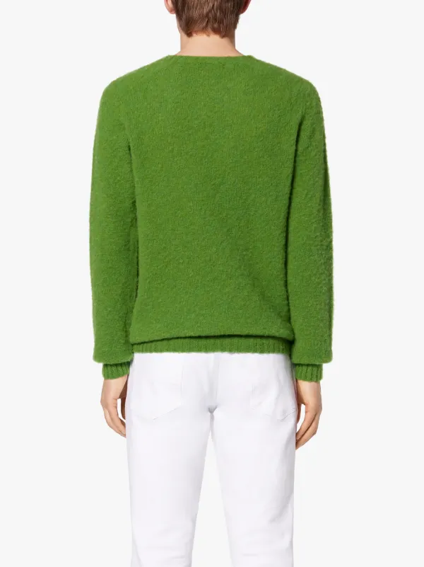 HUTCHINS Green Wool Crew Neck Sweater