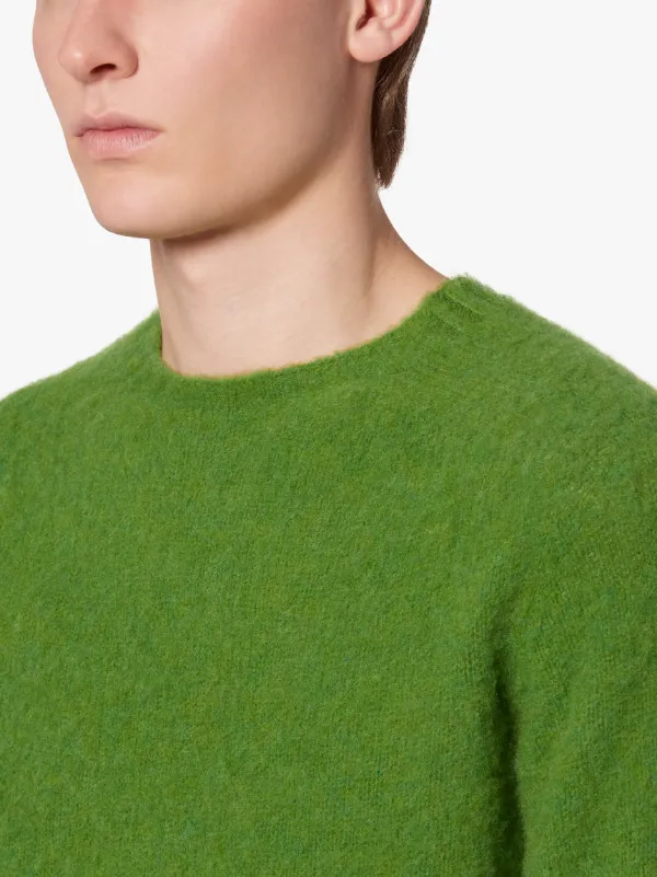 HUTCHINS Green Wool Crew Neck Sweater