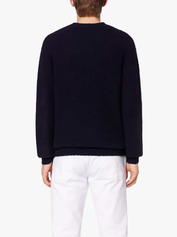 HUTCHINS Navy Wool Crew Neck Sweater