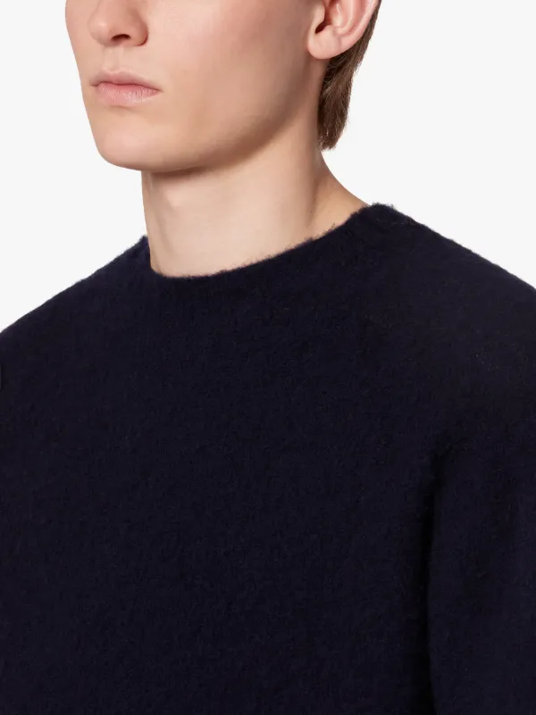 HUTCHINS Navy Wool Crew Neck Sweater