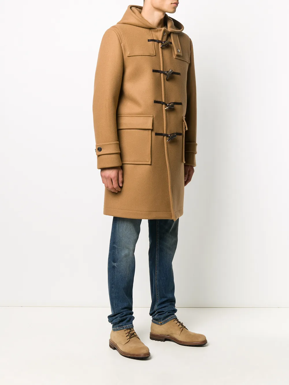 Shop Mackintosh Weir Hooded Duffle Coat In Brown