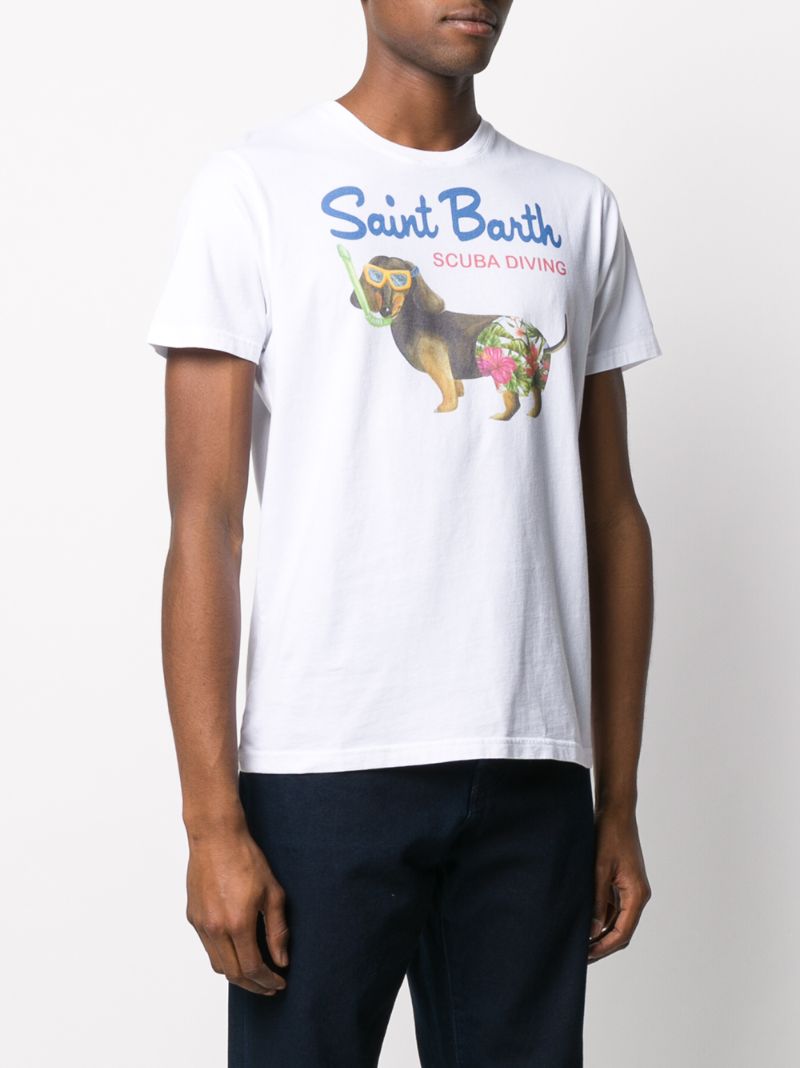 Shop Mc2 Saint Barth Scuba Dog T-shirt In White