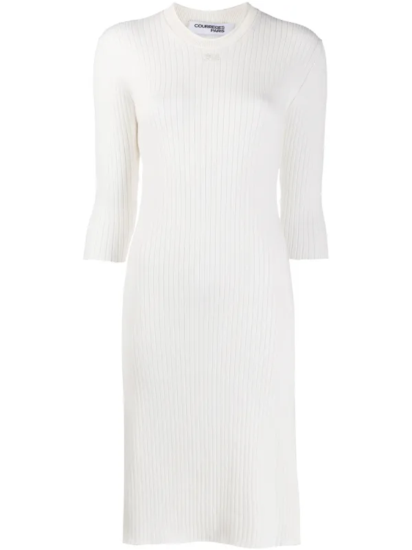 white knit midi dress