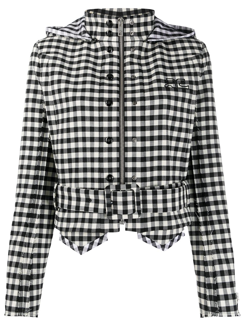 Courrèges Cropped Checkered Jacket In Black