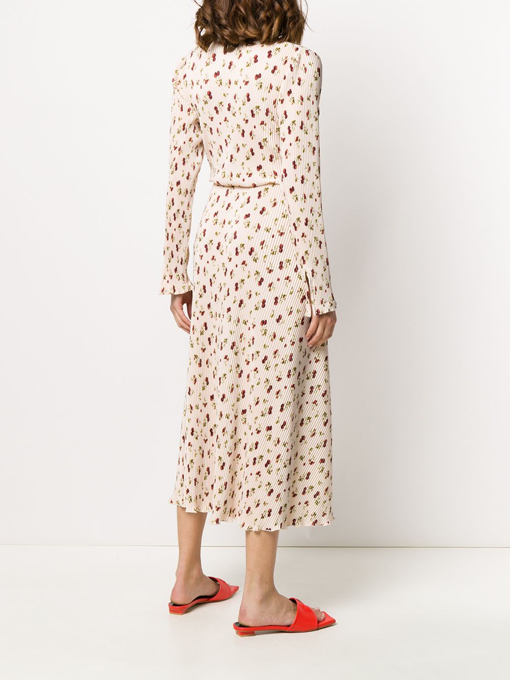 фото Rotate pleated raspberry print maxi dress