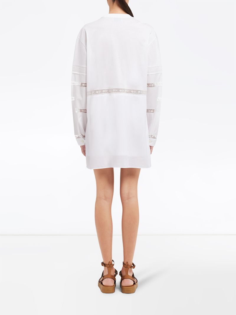 Shop Prada Jersey And Crepe De Chine Dress In White