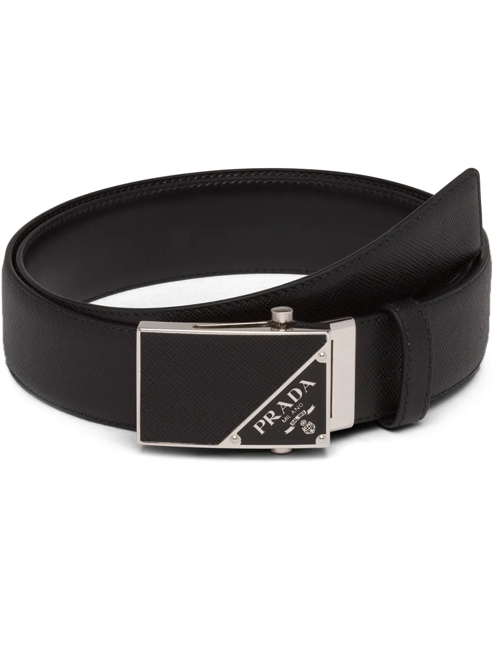 

Prada Saffiano leather logo-plaque belt - Black