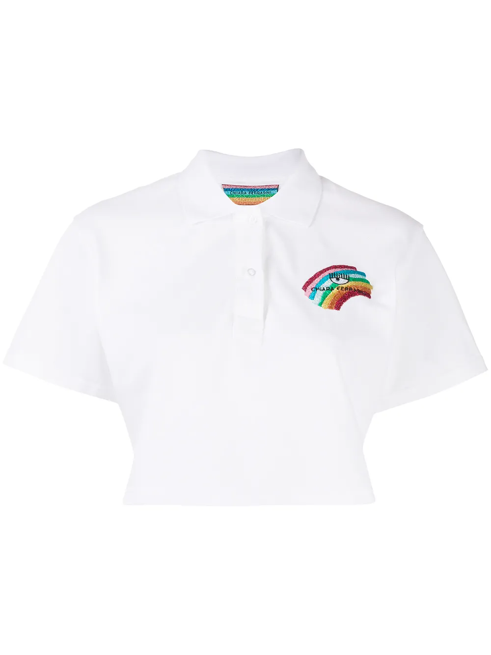 cropped polo shirt white