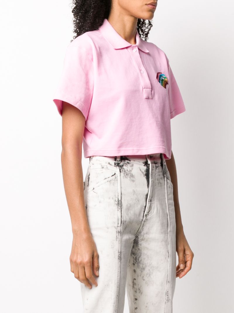 Shop Chiara Ferragni Cropped Polo Shirt In Pink