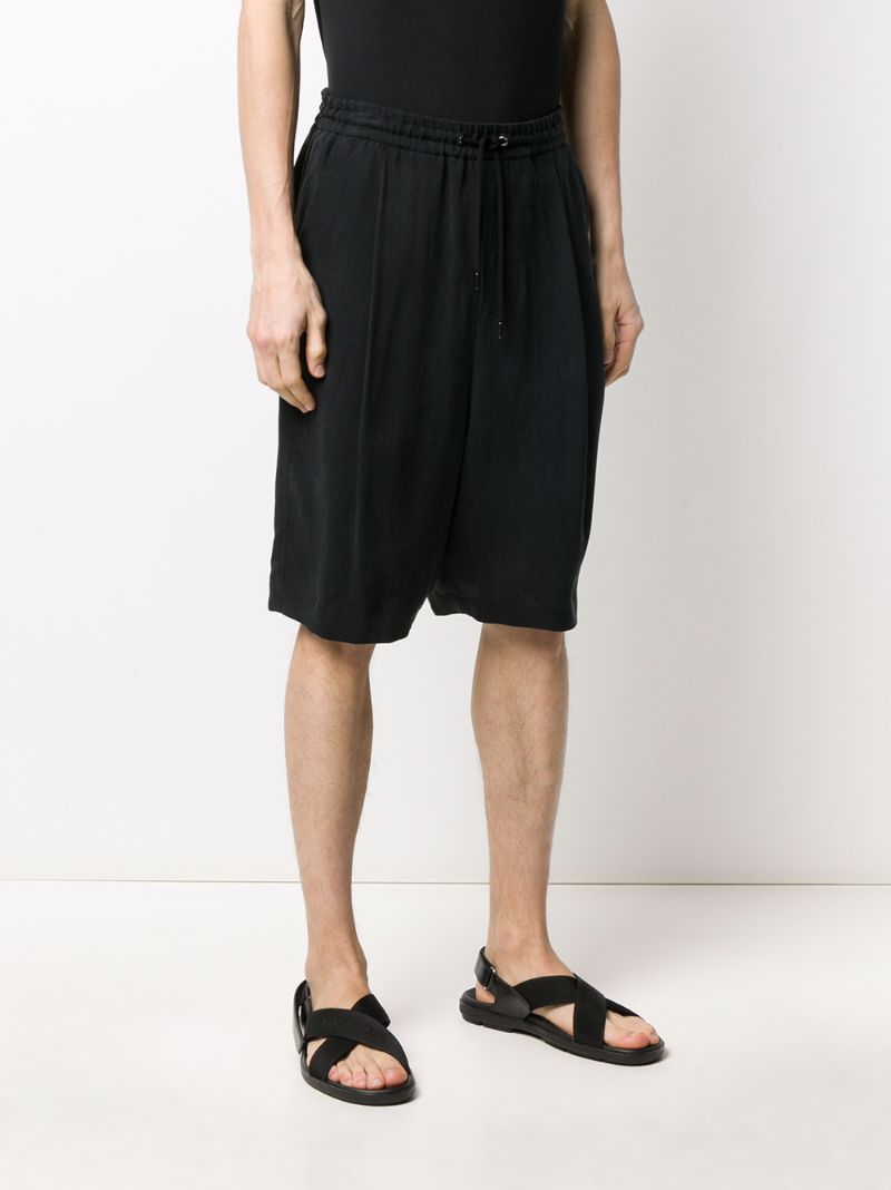 Shop Giorgio Armani Drawstring Bermuda Shorts In Black