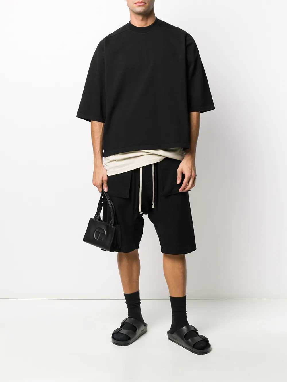 Black Rick Owens DRKSHDW drawstring drop-crotch shorts - Farfetch
