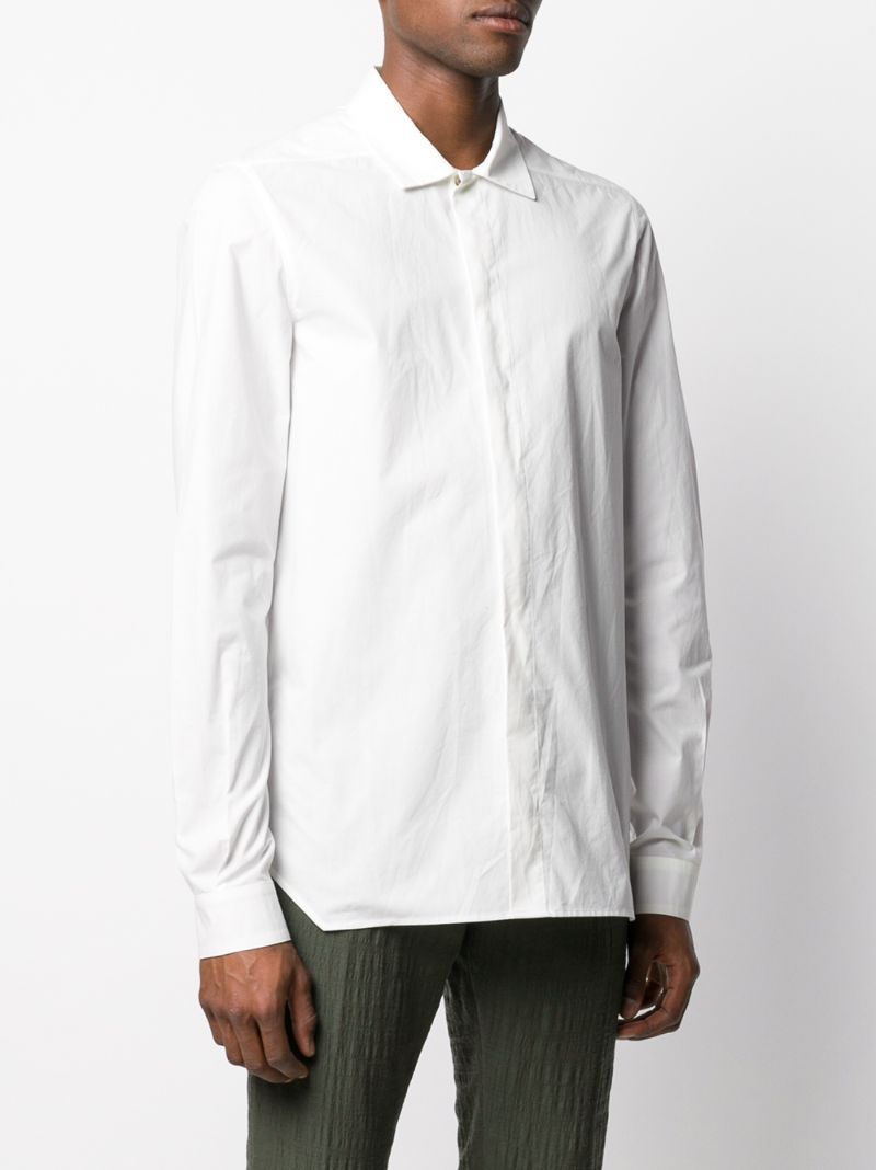 Shop Rick Owens Long-sleeve Fitted Shirt In White