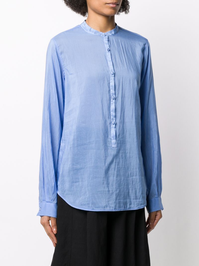 Shop Forte Forte Band Collar Shirt In Blue